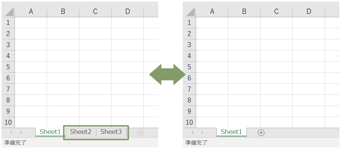 Excelのシートの非表示・再表示